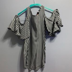 Gingham Cold Shoulder Blouse